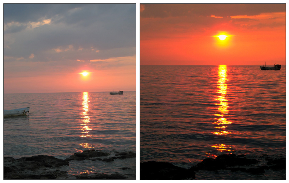 Puesta de sol antes y después